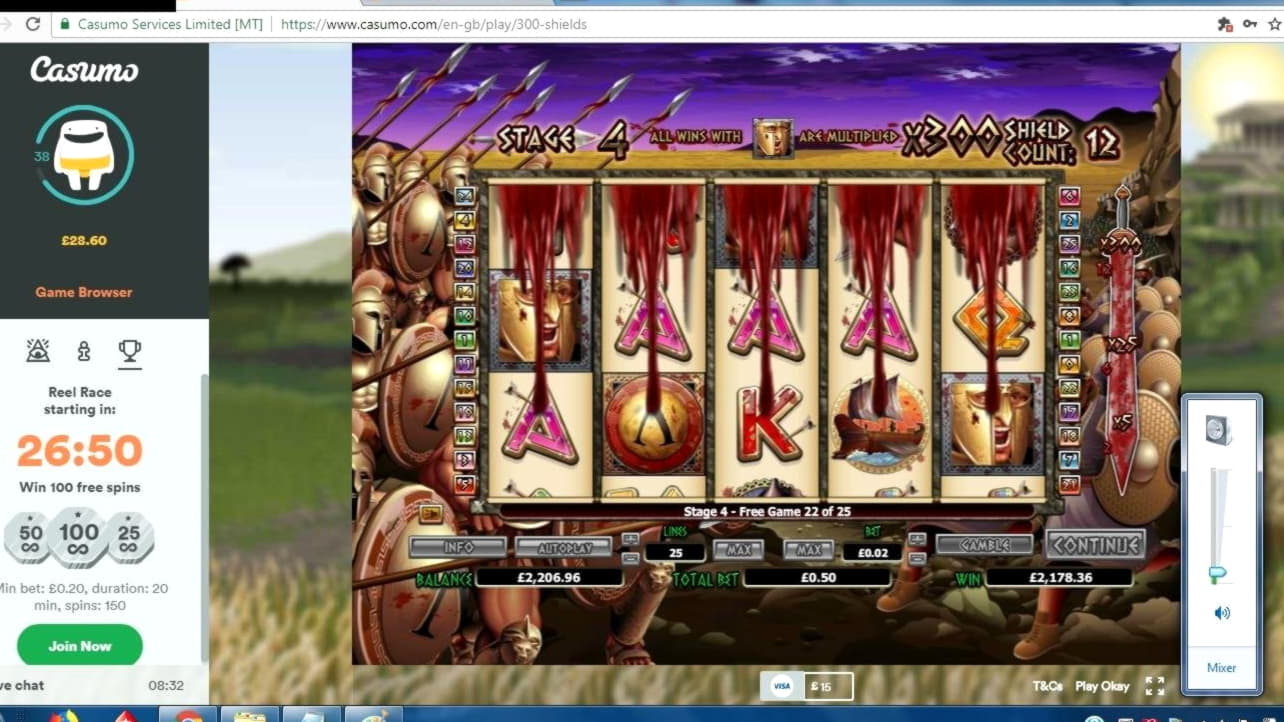 155 free spins at bWin Casino