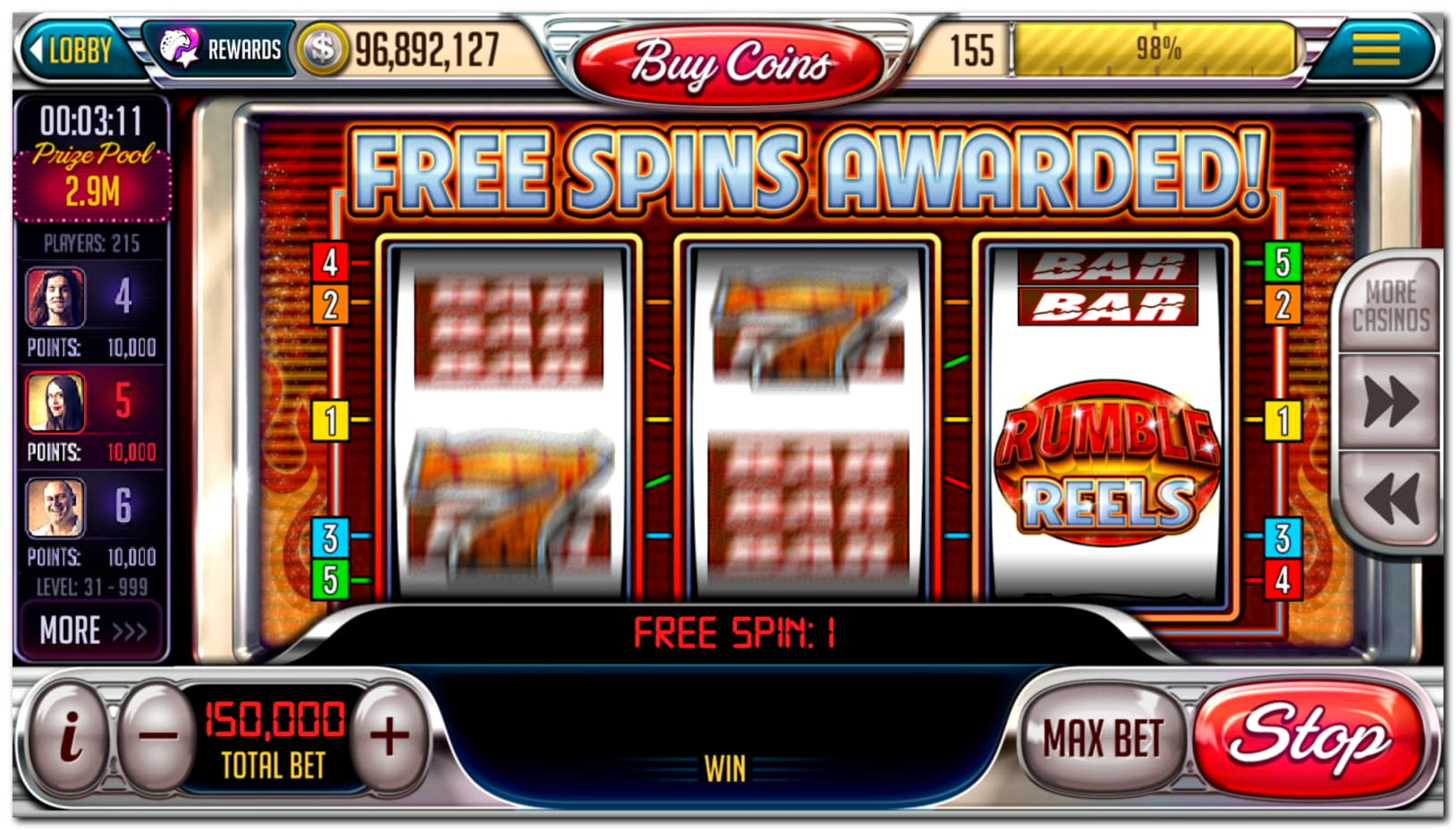 95 Free Spins right now at bWin Casino