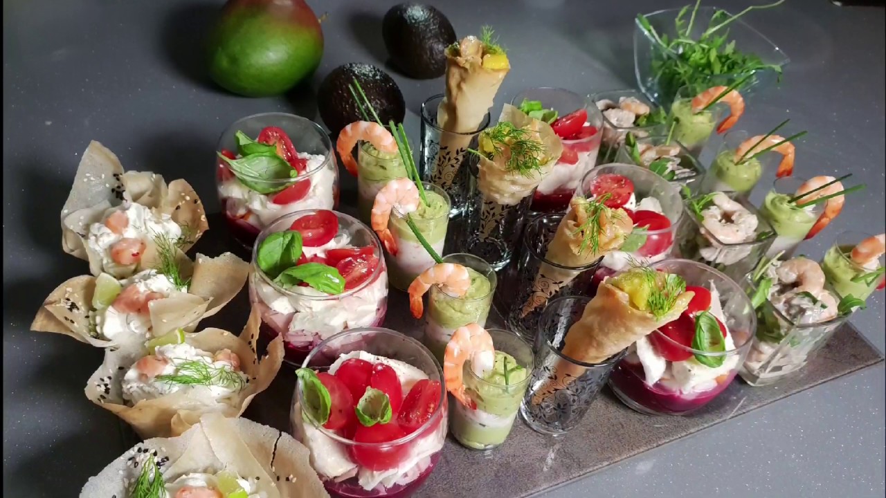 Variété d'amuse-bouche pour apéritif  à base de feuille de brick et verrines / ممللحات بالعربية